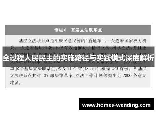 全过程人民民主的实施路径与实践模式深度解析